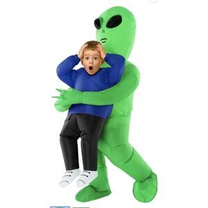 Kids Inflatable Alien Costume Boys Girls Blow Up Pick Me Up Suit Halloween